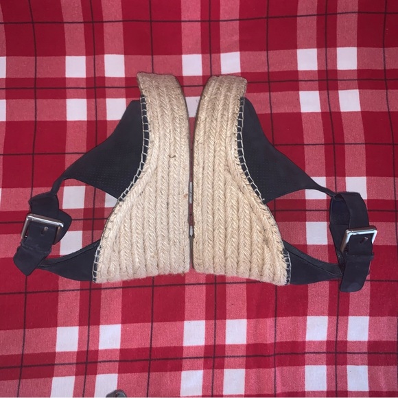 Women’s 6 MARC FISHER Allison Navy Blue Suede Wedge Platform Espadrille Sandals - Picture 12 of 13